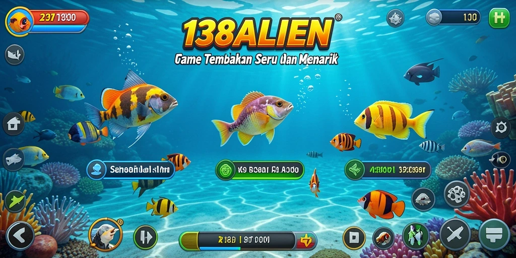 Tampilan gameplay seru di 138ALIEN dengan aksi menembak ikan.