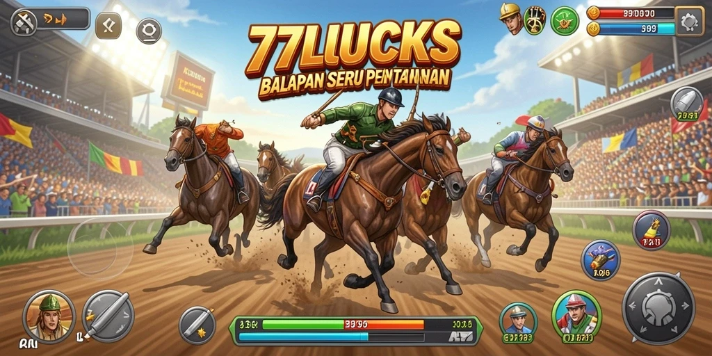 Screenshot gameplay <strong>77LUCKS</strong> yang menampilkan aksi balap yang mendebarkan.