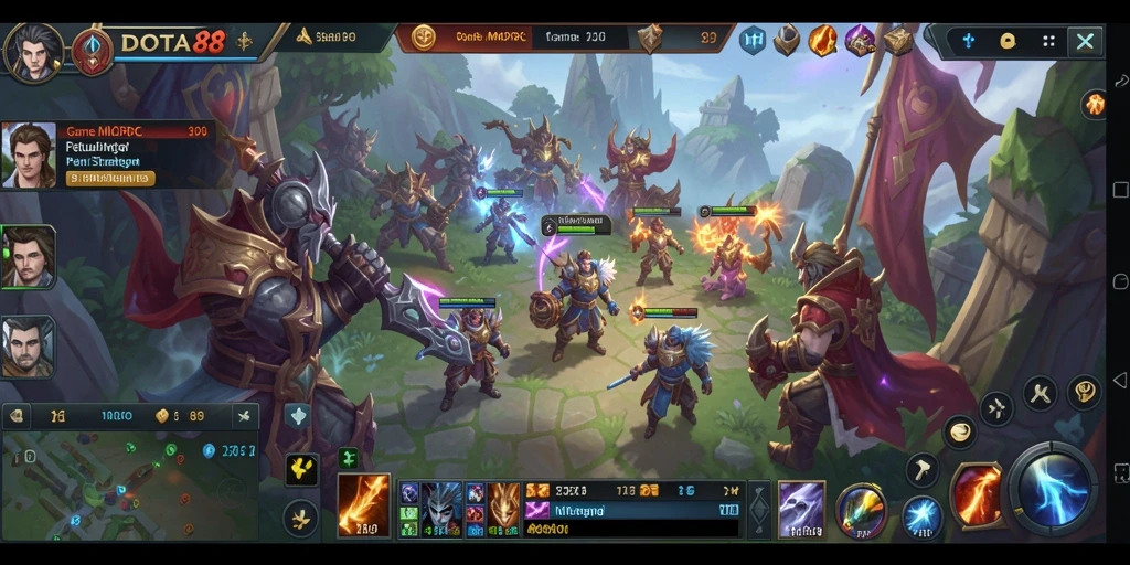 Screenshot gameplay DOTA88 menampilkan aksi seru dalam pertempuran MMORPG.