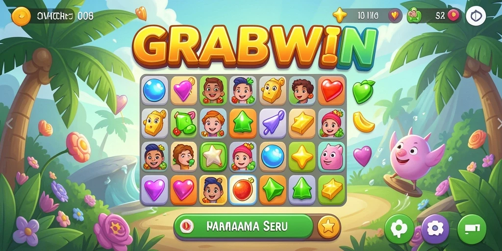 Tampilan gameplay seru di game Match-3 GRABWIN.