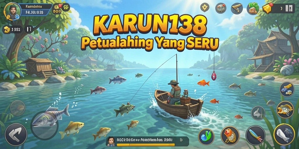 Screenshot utama KARUN138 menampilkan gameplay memancing yang seru.