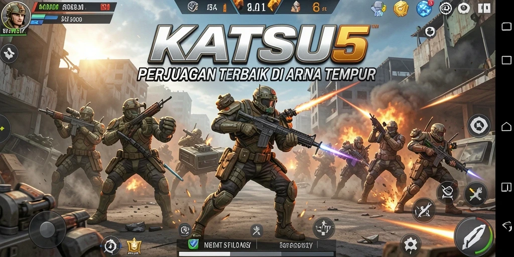 Gameplay intens KATSU5 dengan pertarungan menarik.