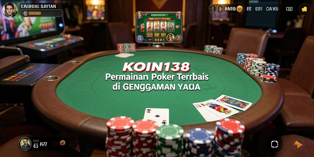 Tampilan seru gameplay KOIN138 dengan pemain bertaruh di meja poker.