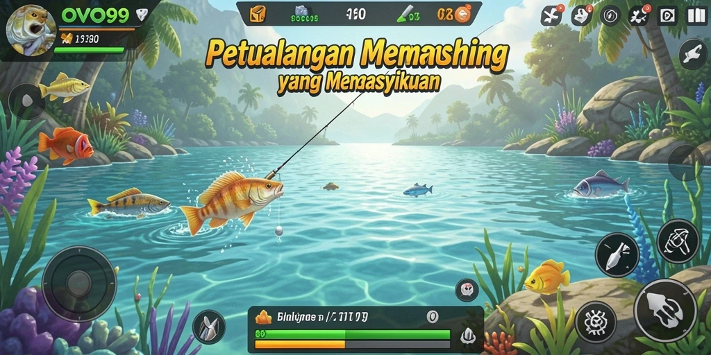 Tampilan gameplay OVO99 yang menampilkan pengalaman memancing yang seru.