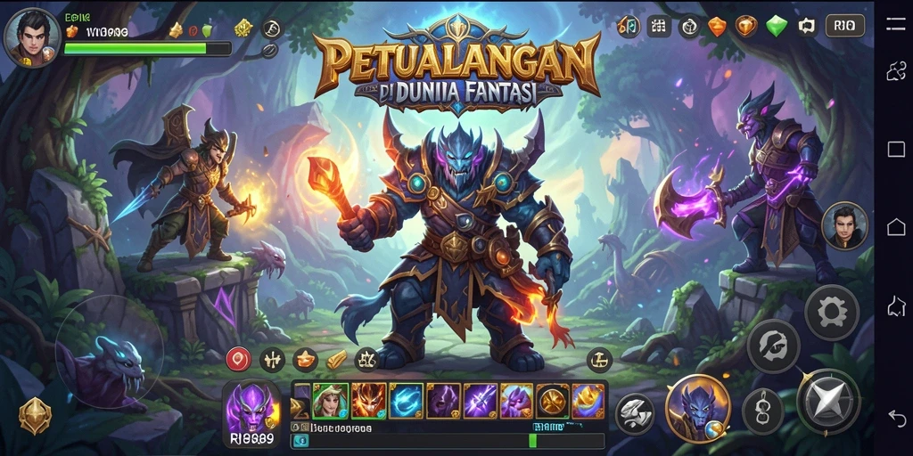 Screenshot utama RI889 menampilkan aksi pertarungan seru dalam dunia RPG.