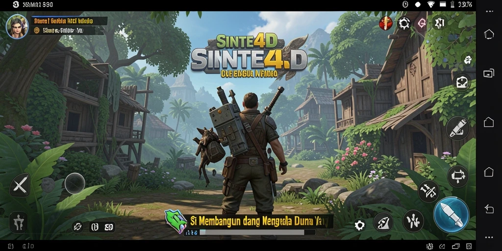 Screenshot gameplay SINTE4D menunjukkan pembangunan strategis yang mendalam.