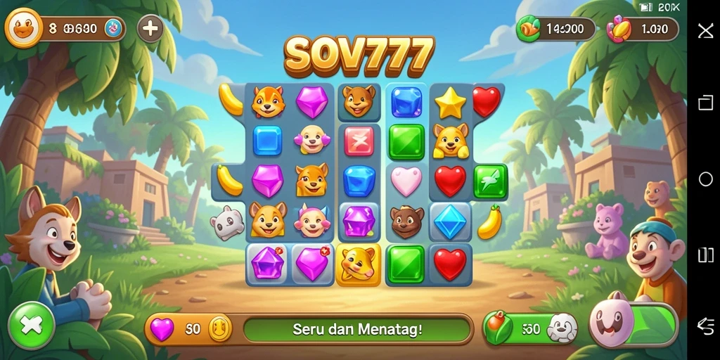 Menampilkan gameplay seru SOV777 dalam genre Match-3.